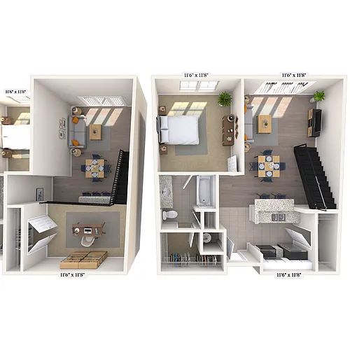 Floor plan Loft 1x1 777-999 SF
