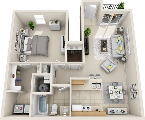 Floor plan Reeveston - 1 Bedroom