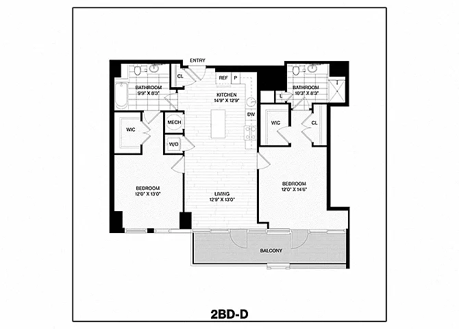 Floor plan 2 Bed/2 Bath-D