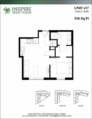 Floor plan x17 1 Bed - 1 Bath