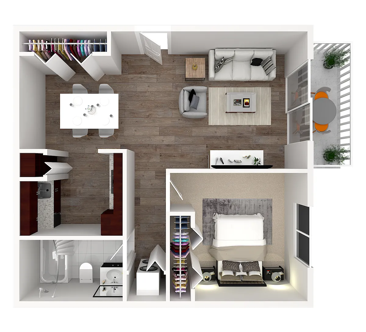 Floor plan 1 x 1 The Pine