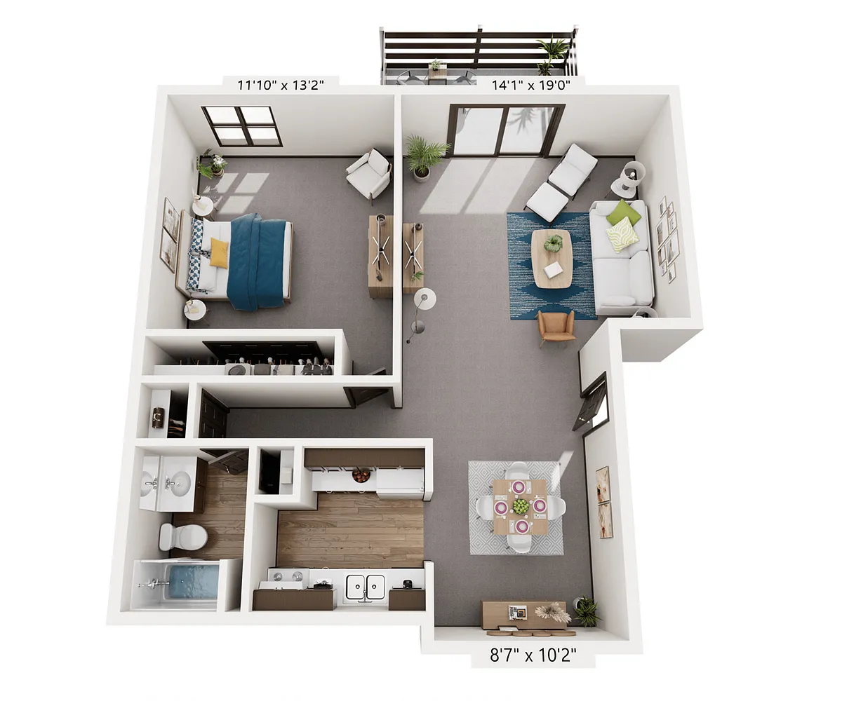 Floor plan Center Grove: 1 Bedroom
