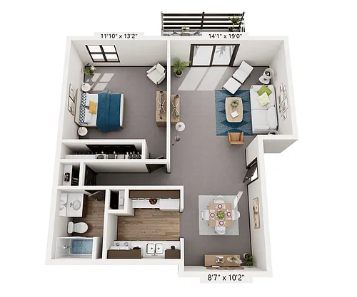 Floor plan Center Grove: 1 Bedroom