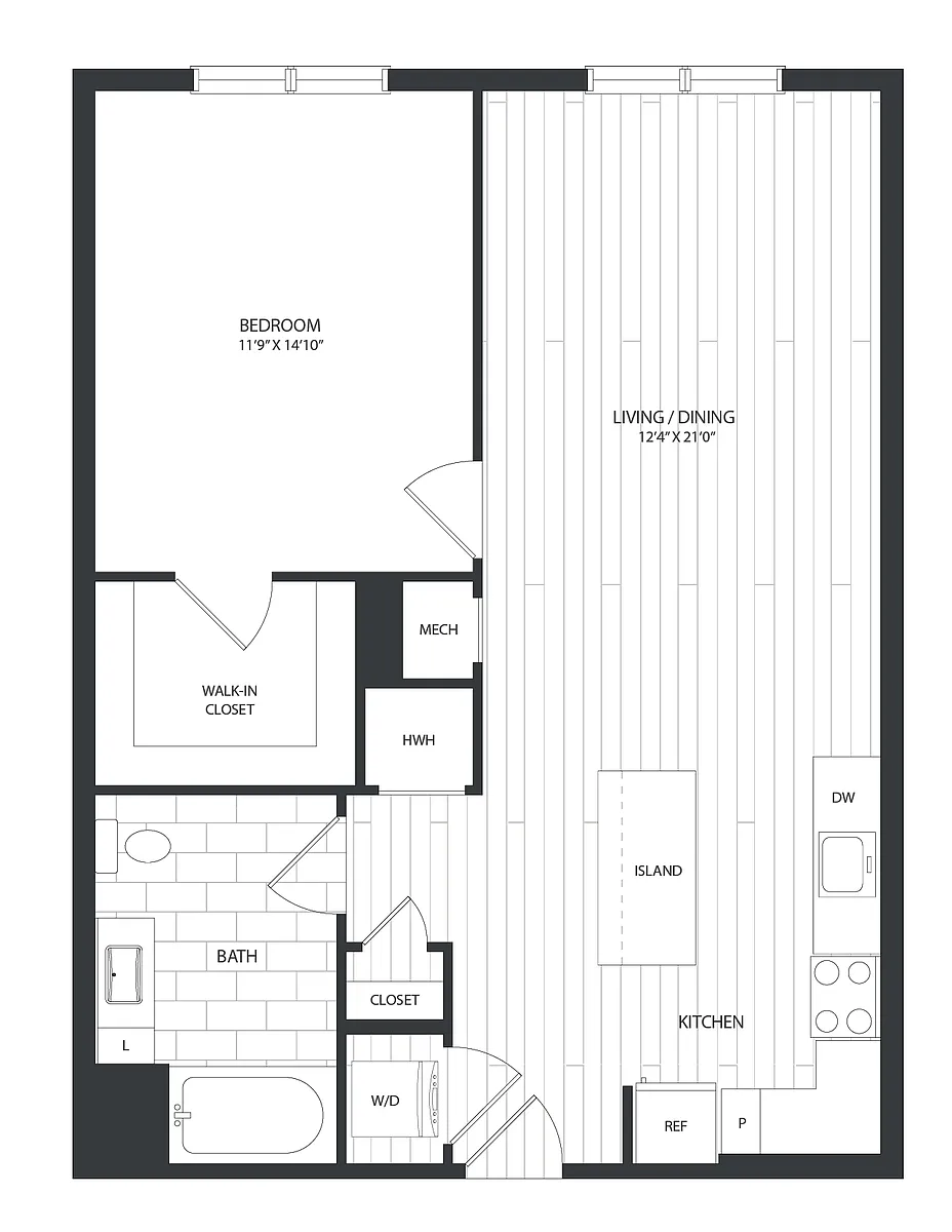 Floor plan 1 Bed/1 Bath-A1C