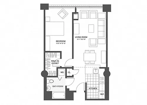 Floor plan 1 Bed/1 Bath