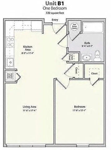 Floor plan 1 Bedroom B1