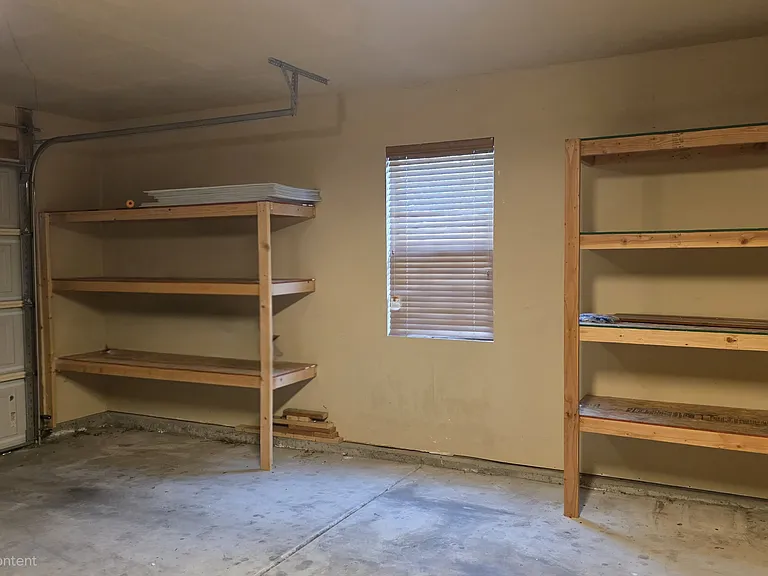 Garage with storage shelves
