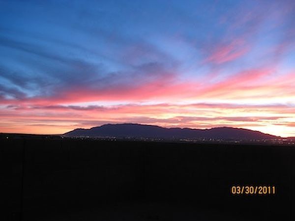 View at dusk from back yard.