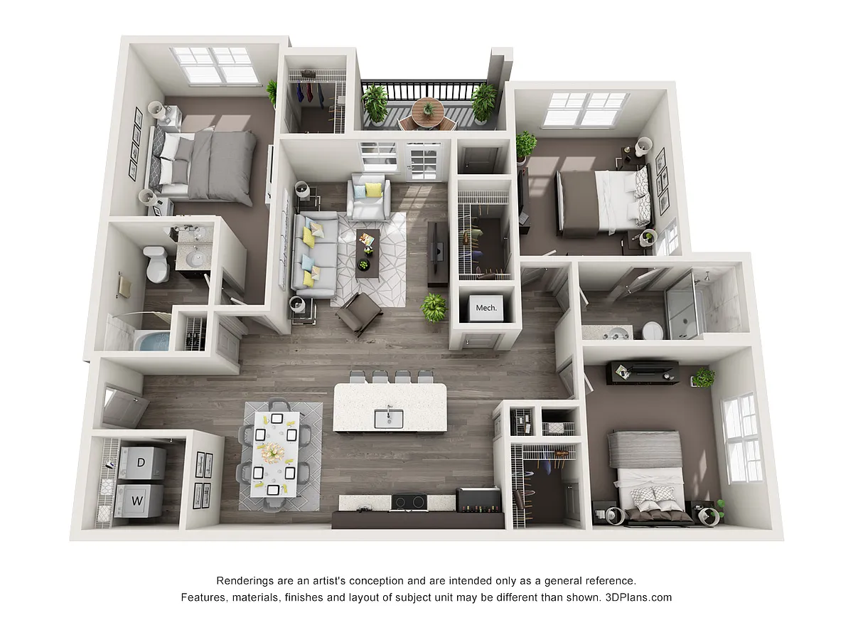 Floor plan C2 - Three Bedroom, Two Bathroom