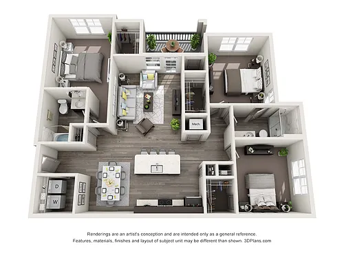 Floor plan C2 - Three Bedroom, Two Bathroom