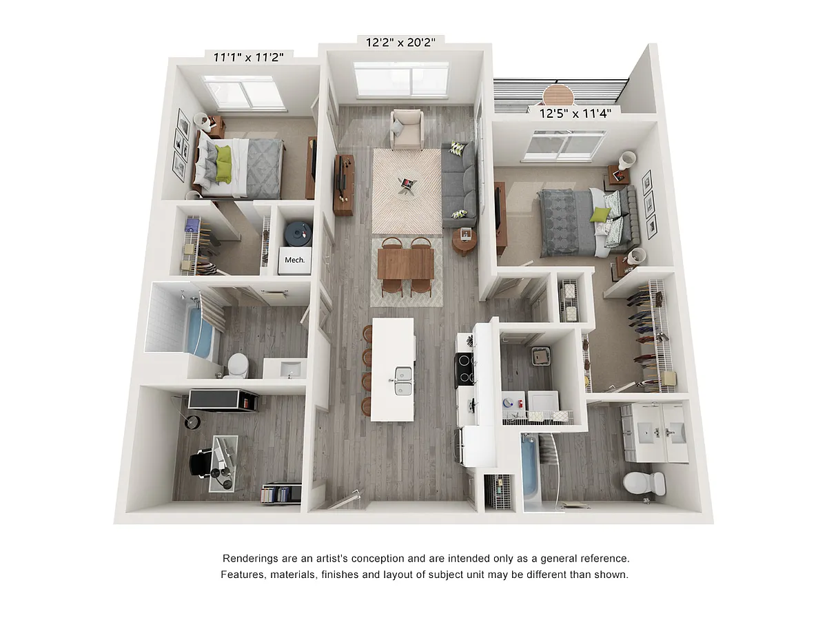 Floor plan B6 - 2 Bed, 2 Bath