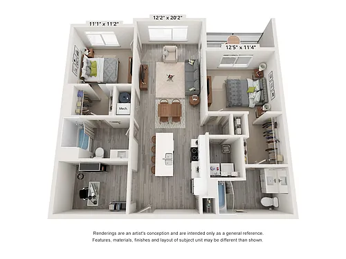 Floor plan B6 - 2 Bed, 2 Bath