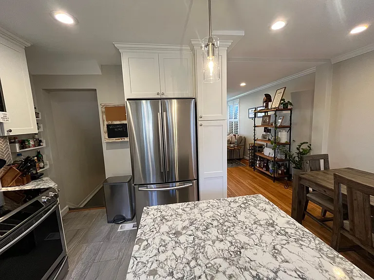 Access the downstairs space from the kitchen.