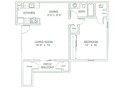 Floor plan 1 bdrm