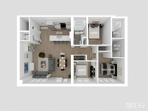 Floor plan Suite H-2 3 Bed 2 Bath