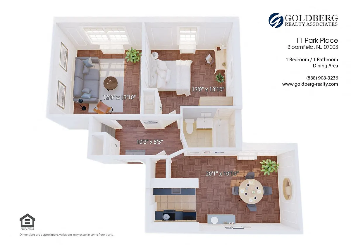 Floor plan One Bedroom Dining Area
