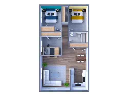 Floor plan 3/1 D Deluxe + Kitchen