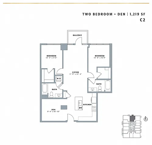 Floor plan Two Bedroom + Den C2
