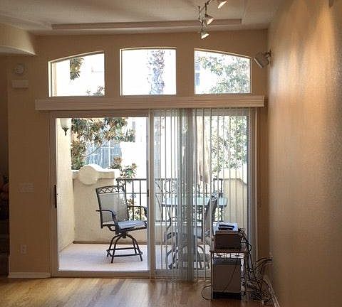 Living area looking out to balcony