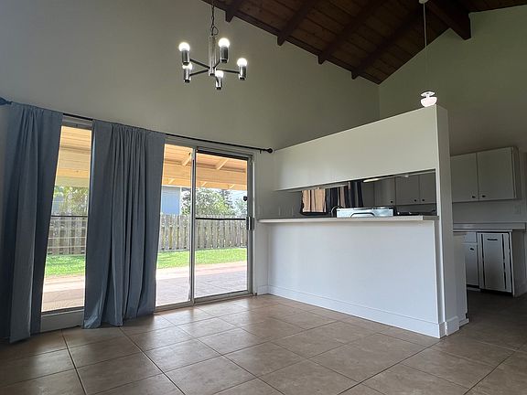 View of covered lanai from Kitchen