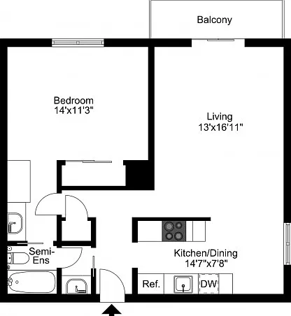 1x1 Balcony 1x1 Balcony