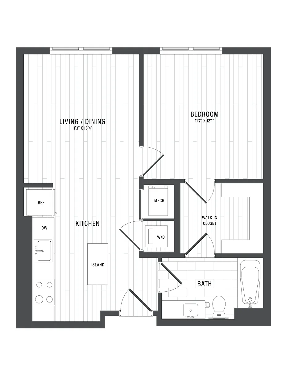 Floor plan 1 Bed/1 Bath-C3.2