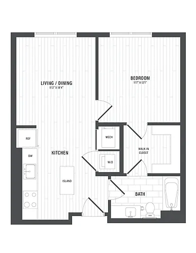 Floor plan 1 Bed/1 Bath-C3.2