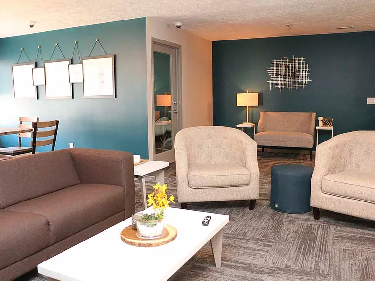 A comfortable spot to hang out, read, or meet with neighbors.