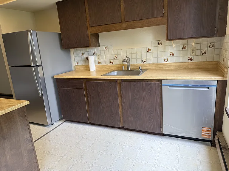 kitchen, new dishwasher and fridge