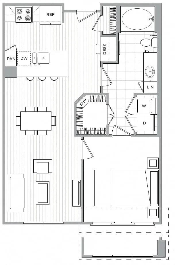Floor plan 1 Bed/1 Bath-A1