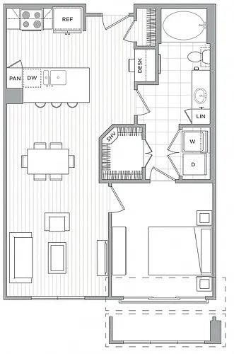 Floor plan 1 Bed/1 Bath-A1