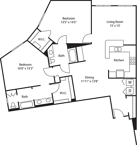 Floor plan Two Bedroom 1460