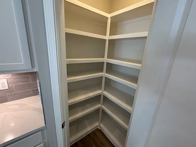 Corner Pantry with Custom Wood Shelving