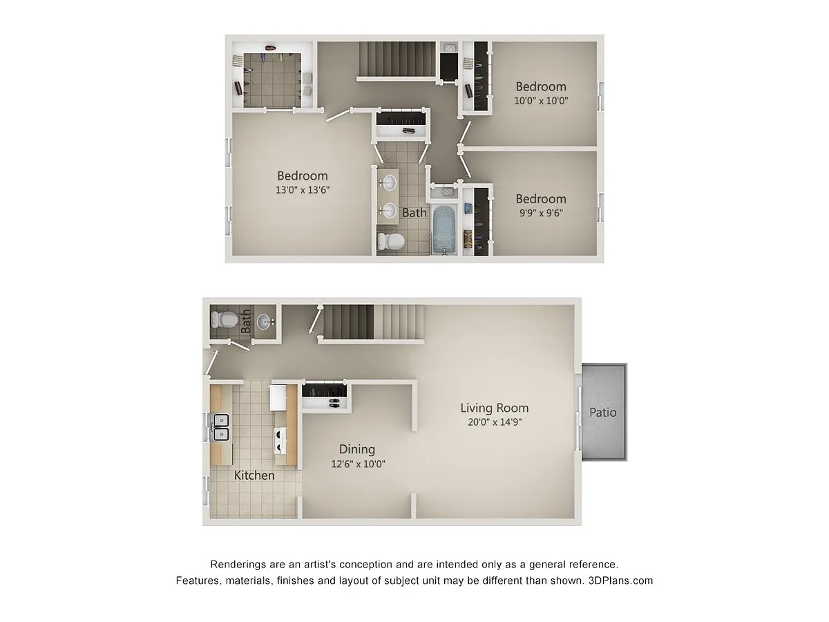 Floor plan 3 BR Townhouse