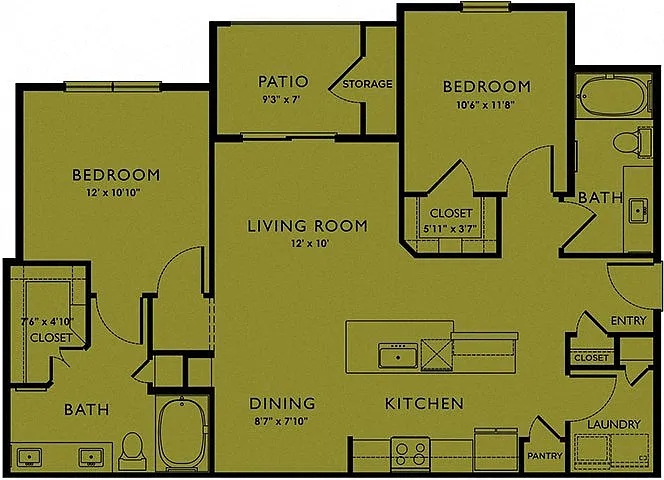 Floor plan Two-Bedroom (B2)