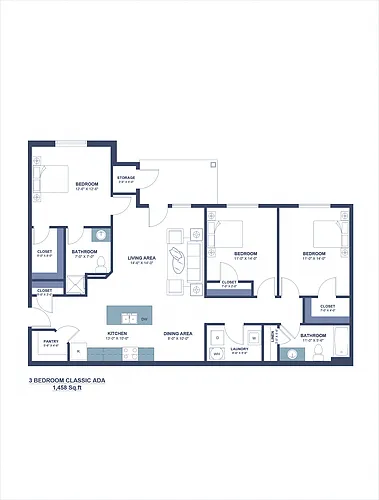 Floor plan Three Bedroom, Two Bathroom