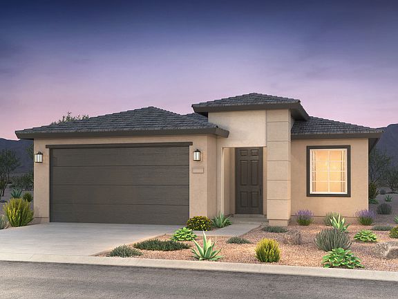 Add a contemporary look to your home by selecting Home Exterior C with flat tile roof and modern col