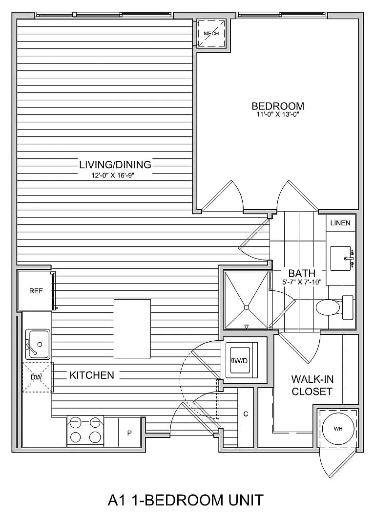 Floor plan 1 Bed/1 Bath-A1