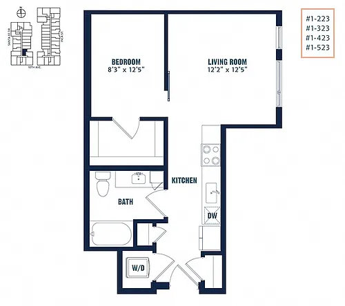 Floor plan Quin Urban 1 Bedroom U4
