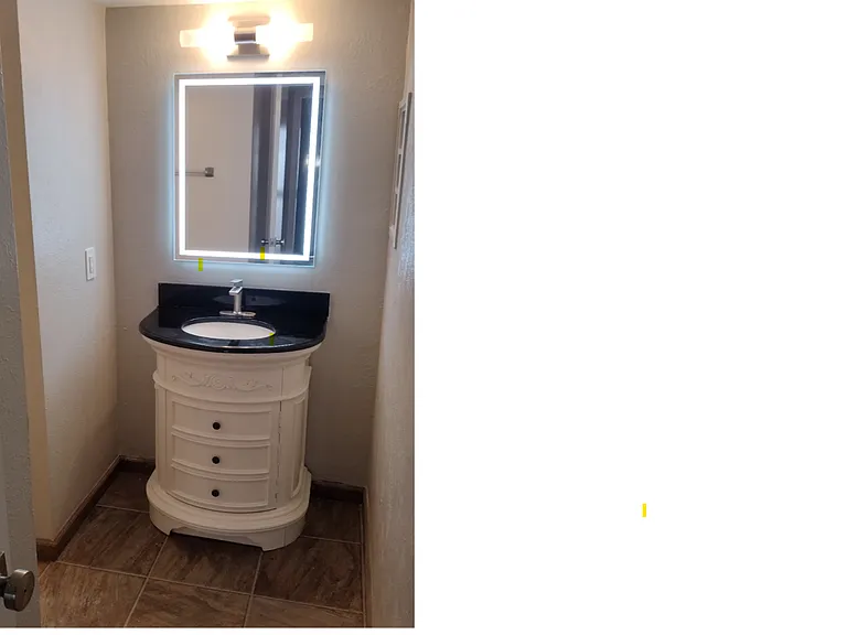 Updated Bathroom with Light up Mirror.