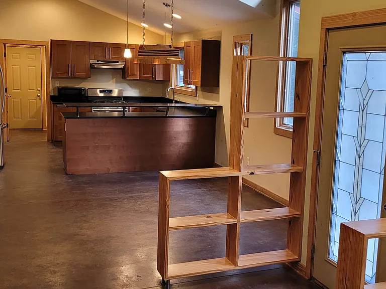 View from Living Room to Dining Area & Kitchen