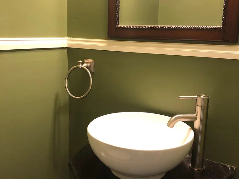 Half bath vessel sink.