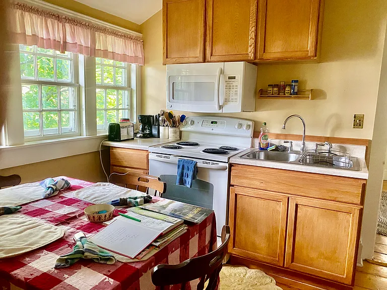 Kitchen is off the landing to the left.