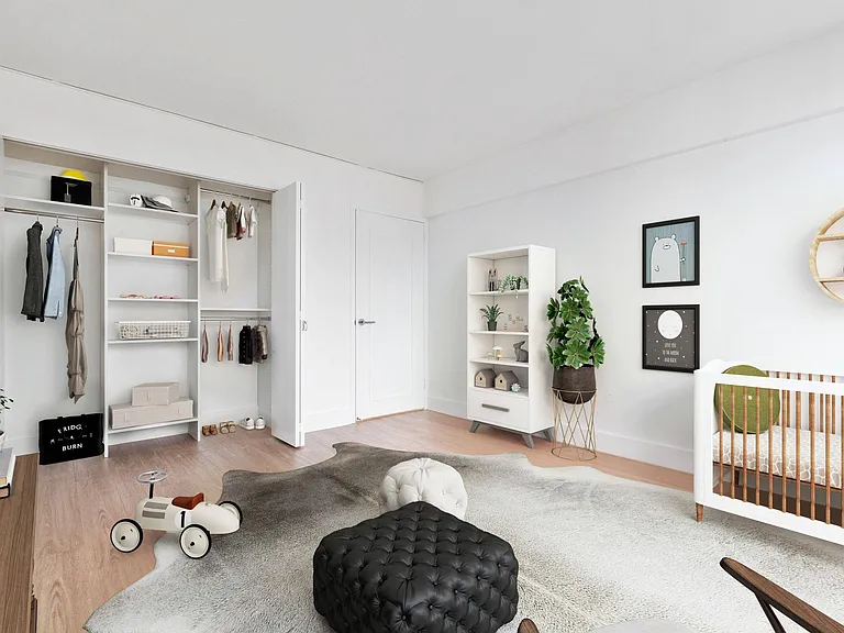 Large closet in secondary bedroom made into nursery