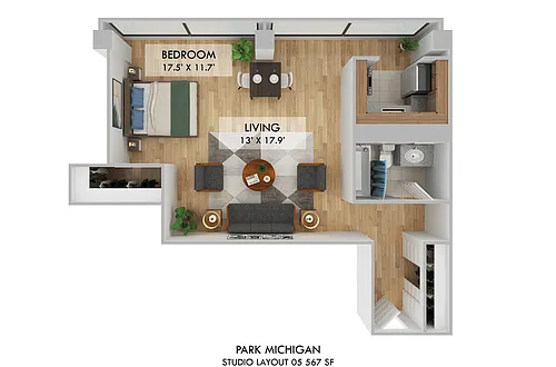 Floor plan Studio 1ba 05