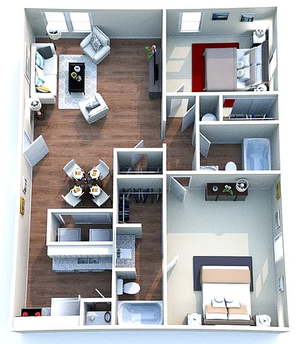 Floor plan 2 bedroom, 2 bathroom
