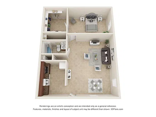 Floor plan 1 Bed 1 Bath