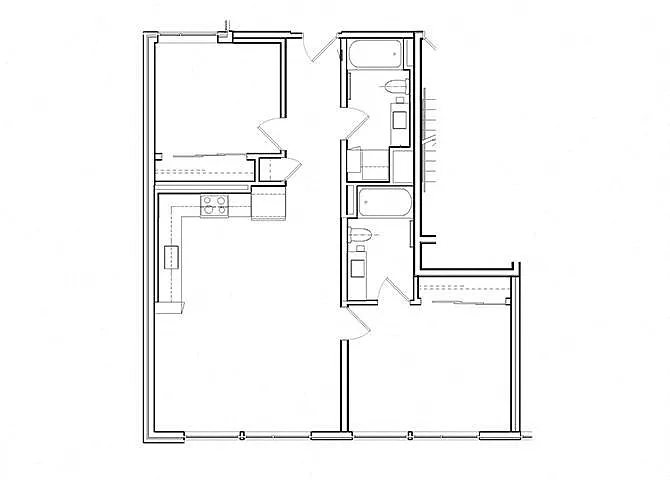 Floor plan 2 Bed, 2 Bath B1