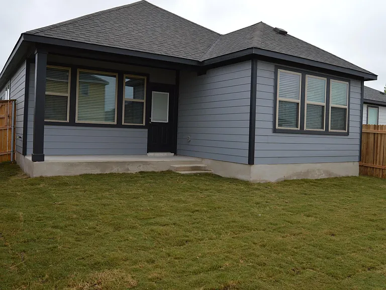 Backyard with covered patio