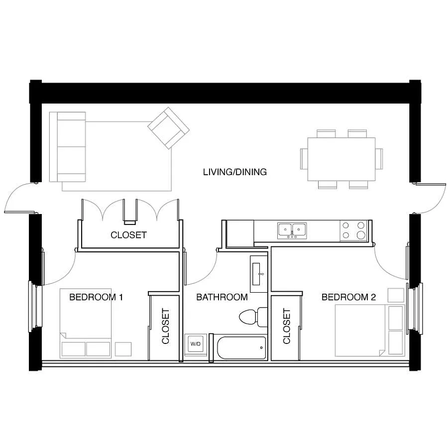 Floor plan 2 Bedroom-D3
